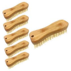 Lola Products Eco Clean Bamboo Scrub Brush | Eco Friendly | Ergonomic Sustainable Bamboo Block | Durable Poly Fiber Bristles Made From Recycled Soda/Water Bottles | Convenient Hang Hole | 6 Pack