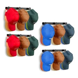 KIMBORA 4 Packs Hat Rack for Wall, Hat Organizer for Baseball Caps Holds 36 Hats, 3 Mounting Options Hat Hook Hanger, Strong Baseball Hat Holder Storage, Cap Display for Door, Room, Closet (Black)