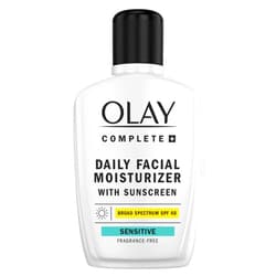 Olay Complete+ Face Moisturizer with Sunscreen SPF 40, For Sensitive Skin, Broad Spectrum Sun Protection, Fragrence-Free - No White Cast on All Tones, Nourishes Moisture Barrier - Ceramides, 6 Oz