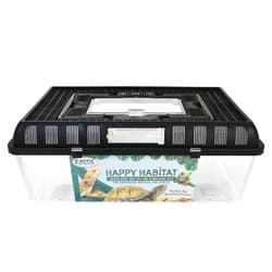 Exotic Nutrition Happy Habitat (Large) - Ventilated Enclosure & Breeder Box - for Live Feeder Insects, Reptiles, Amphibians & Other Small Pets - Durable Plastic Portable Terrarium