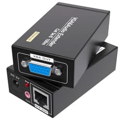 MOERISICAL VGA Cat5e Cat6 Extender 300ft Video Repeater Over Ethernet Cable, up to 100m, Sender+Receiver