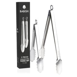 Babish 12” & 9” Locking Kitchen Tong Set, Stainless Steel