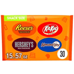 HERSHEY'S Hershey Assorted Chocolate Snack Size, Candy Bag, 15.57 oz (30 Pieces)