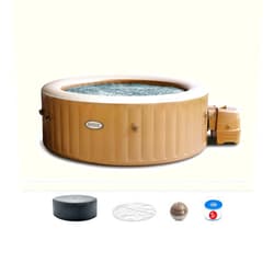 INTEX 28427EP PureSpa Bubble Massage Spa Set: Includes Energy Efficient Spa Cover – Push Button Control Panel – 140 Bubble Jets – 6 Person Capacity – 85