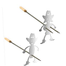 RICHERI 2 sets of marshmallow Grill Sticks, Stainless Steel Grill forks for men and women with hats, hot dog Stand Bonfire Party Family and friends Party Barbecue Forks