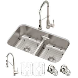 KRAUS KCA-1200 Ellis Kitchen Combo Set with 33-inch 16 Gauge Undermount Kitchen Sink and Bolden 18-inch Pull-Down Commercial Style Kitchen Faucet, Spot Free Stainless Steel Finish