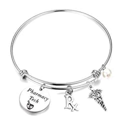 LQRI Pharmacy Tech Gift Pharmacy Technician Bracelet Expandable Wire Bangle RX Jewelry Gift for Pharmacist