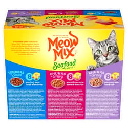 Meow Mix Seafood Selections Wet Cat Food with Shrimp, Salmon, Crab & Tuna Flavor - 2.75oz/24ct Variety Pack White