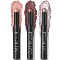 FOCALLURE 3 Pcs Cream Eyeshadow Stick,Matte and Shimmer Eyeshadow Pencil Crayon,High Pigmented Crease-proof Eye Shadow Brightener Stick Sets,Long Lasting Eye Shadow Highlighter Stick Makeup (Numb)