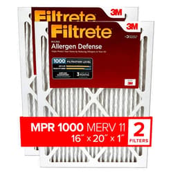 Filtrete 16x20x1 AC Furnace Air Filter, MERV 11, MPR 1000, Micro Allergen Defense, 3-Month Pleated 1-Inch Electrostatic Air Cleaning Filter, 2 Pack (Actual Size 15.719 x19.719x0.84 in)
