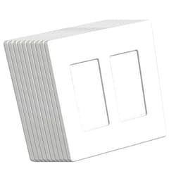 BESTTEN (10 Pack) USWP4 Matte White Series 2-Gang Decor Screwless Wall Plate, Decorator Outlet Cover, H4.69” x W4.73”, for Light Switch, Dimmer, USB, GFCI, Receptacle