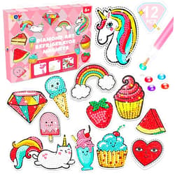 TOY Life Diamond Painting Magnets Diamond Painting Kits for Kids - Diamond Art for Kids Arts and Crafts for Girls Ages 8-12 Unicorn Diamond Painting for Kids Dot Art Gem Painting Gem Art Kits for Kids