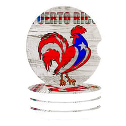 Litter Star Car Coasters Absorbent Ceramic Stone for Drink Set of 4 Farm Puerto Rico Flag Rooster Car Accessories Cup Holder Insert Coasters for Auto Vehicles Car Interior Vintage Animal Wooden Grain