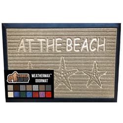 GORILLA GRIP 100% Waterproof All-Season WeatherMax Doormat US Designed Natural Rubber, Stain and Fade Resistant, Low Profile Indoor Outdoor Door Mats, Easy Clean Patio Mat, 17x29, Sand Beach