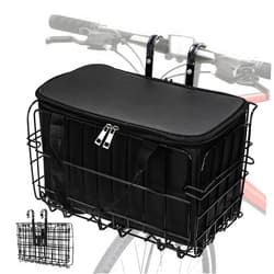Suwimut Folding Bike Basket Front/Rear with Removable Liner Bag, Large Quick Release Design Metal Ebike Bicycle Basket Cargo Rack for Adult Women/Men Carrying Dogs, Pets, Fruit & Grocery