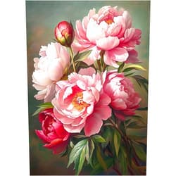 MEIYUDA Flowers Diamond Painting Kits for Adults, 5D Peony Diamond Art Kits for Adult Beginners, Flowers DIY Full Diamond Art Painting Kit for Home Wall Decor Gift 12x16inch