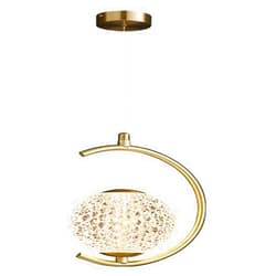 JKSVTF Ceiling Lamp Contemporary 5W LED Ceiling Pendant Lighting with Acrylic Shade in Brushed Brass Finish Length Adjustable Gold Farmhouse Chandelier Dimmable Copper Hanging Light