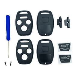 WeChance Key Fob Shell Case Fit for 4 Buttons Honda Accord Civic EX Pilot Keyless Entry Remote Car Key Housing Replacement with Free Screwdriver (Casing Only Without Blade)(Black pack 2)