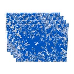 Artoid Mode Hydrangea Flowers Branches Chinoiserie Spring Placemats Set of 4, 12x18 Inch Blue Table Mats for Party Kitchen Dining Decoration
