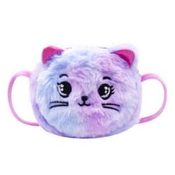 JASASCCEL Girls Kids Fluffy Fuzzy Cat Crossbody Purse Cute Animal Rainbow Tie Dye Plush Shoulder Bag Coin Purse