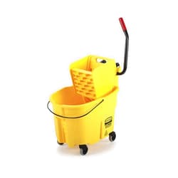 Rubbermaid Commercial Products WaveBrake 35 Qt. Side-Press Mop Bucket and Wringer Combo on Wheels, Yellow, for Professional/Industrial/Business Heavy-Duty Floor Cleaning/Mopping