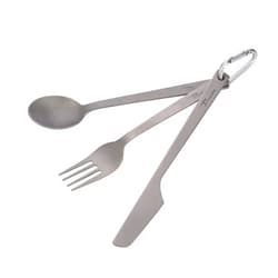Timberbrother 3 Piece Titanium Portable Flatware Set, Fork and Spoon, Outdoor Camping Cutlery Set
