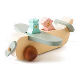 GOODMOM Toddler Airplane Toys Wooden Baby Toys with Sliding Wheels Exercise Hand Eye Coordination Kids Montessori Toys Animal Cartoon Shaped Airplane Ornament Baby Gift Wooden Airplane Toys