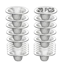 Beyoslf 20Pcs Bathroom Sink Drain Strainer Screen Mesh, 2.75'' Stainless Steel Slop Basket Filter Trap Sink Drain Mesh Basket Hair Catcher Filter Cover for Lavatory RV Shower Floor Utility Drain