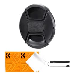 K&F Concept 40.5mm Lens Cap Cover, 4-in-1 Center Pinch Lens Cover + Anti-Loss Keeper Leash + Microfiber Cleaning Cloth Kits Compatible with Nikon, Canon, Sony, Fujifilm Camera Lenses