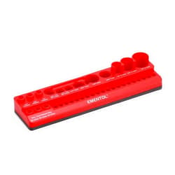 EMENTOL Magnetic Socket Accessory Holder, Red, 35 Pieces Holes, Organize Adapters, Universal Joints and Bits