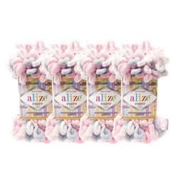 Alize Puffy Finger Loop Yarn - Multicolored Chunky Yarn for Hand Knitting Blanket & Big Projects - No Needles Micro Polyester Prelooped Bulky Yarn for Crocheting - Jumbo, 1 Skn, 100 Grams 5864