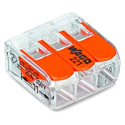 WAGO Quick Cable Connector Wire Connector 221-413 50PK Compact Wire Connector Wiring Connector in Switch Box with Lever Connector Lighting Fixture Connector LED Wiring Connector Reusable Connector