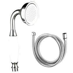 Shile Traditional Brass Ceramics Telephone Handheld Shower Head Chrome Finish with 1.5 Meter Hose for Bathroom