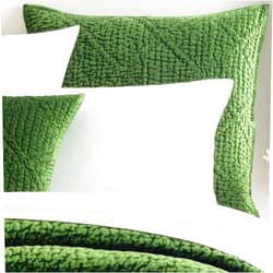 Pine Cone Hill Parisienne Velvet Evergreen Quilted Sham, King Size, Green Solid Pattern
