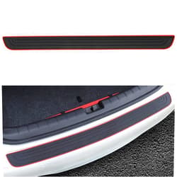 DWARFOO Car Rear Bumper Protector Guard, Universal Rubber Scratch Resistant Trunk Door Entry Guards Accessory Trim Cover, Scratch-Resistant Boot Sill Protector Fit for Cars, SUVs (Black Red)