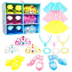 Meland Princess Dress Up for Girls - Dress Up Clothes for Girls with Princess Shoes, Princess Toys for Girls 3,4,5,6 Year Old