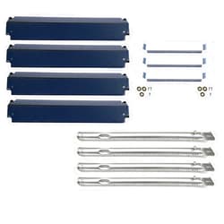 Direct Store Parts Kit DG149 Replacement for Charbroil 463247310,463257010 Gas Grill Burner,Crossover Tubes,Heat Shield-4 Pack (SS Burner + SS Carry-Over Tubes + Porcelain Steel Heat Plate)