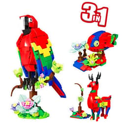 Scosloo Parrots Building Blocks, Compatiable with Lego 3 in 1 Creator Birds Animals Figures - from Parrot, to Deer, to Fish, STEM Birds Building Blocks Toys for Kids Ages 7 and Up