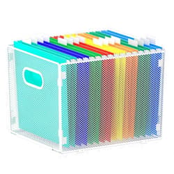 Samstar Hanging File Organizer, Mesh File Folder Organizer Crate Cabinet Inserts Storage Box, Letter Size,White