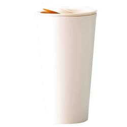 Sheebo Modern Plastic Mini Wastebasket Trash Can with Lid for Car - Dispose of Tissues, Reciepts, and Other Small trashes; 1 Liter (Ultra Mini Swing - Khaki)