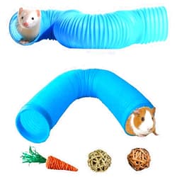 Hamiledyi Collapsible Pet Tunnel, 2 PCS Hamster Fun Plastic Tunnels, Foldable Hideaway Exercising Training Tube Toys for Dwarf Hamster, Guinea Pig, Gerbil, Mouse, Rat and Ferrets