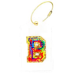 BestEioyo Initial Luggage Tag for Suitcase, Embroidered Letter Unique Leather Bag Tags Identifiers Privacy Cover ID Label with Durable Steel Loop for Women Men Kids Girls Travel, Letter B