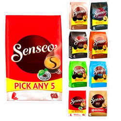 Senseo Douwe Egberts Senseo Coffee Pods Pick Any 5 packs (48 Coffee Pods Each Pack) from 8 Blend Inc: Classic, Espresso, Strong, Extra Strong, Mild, Gold(100% Arabica), Mocca, Decaf Total 240 Pods Mega Pack.