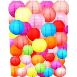 Treela 80 Pcs Paper Lanterns Chinese Japanese Paper Lanterns Classroom Party Decorations Ceiling Hanging Decor for Home Parties Weddings(4'', 6'', 8'', 10'',Multicolor)
