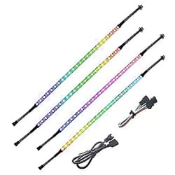 Vrabocry Addressable RGB LED Strip for PC, 5V WS2812 Rainbow Digital Light Strip for ASUS Aura SYNC, MSI Mystic Light SYNC, ASRock Polychrome RGB 3 pin 5V ADD Header on Motherboard, 40cm 24 LED, 4pcs 4x Addressable LED Strip Light 5V