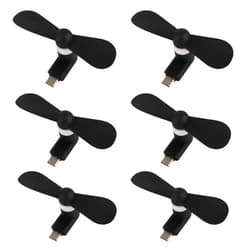 TRIIFON Phone Fan USB C, 6 Pack Mini Portable Cell Phone Fan Attachment for iPhone 16/16 Plus/16 Pro/16 Pro Max/15/15 Plus/15 Pro/15 Pro Max and Type-C Port Android Phones, Summer Essentials (Black)