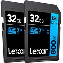Lexar 32GB High-Performance 800x UHS-I SDHC Memory Card Blue Series - (2-Pack)