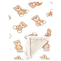Hudson Baby Unisex Baby Plush Blanket with Furry Binding and Back, Teddy Bears, One Size
