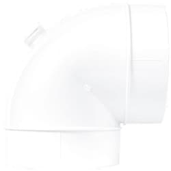 ECOPRO VENT 4-Inch White Plastic 90-Degree Elbow Duct Fitting for Round HVAC Pipes - Push-fit Airflow Connector, Ideal for Efficient Ventilation Systems in Residential, Commercial Applications.