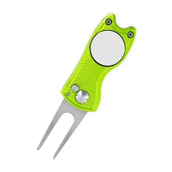 Gosknor Golf Divot Repair Tool, Stainless Steel Divot Repair Tool Foldable Pop-up Divot Turf Fork Golf Metal Putting Fork Golf Turf Fork Ball Marker Divot Tool for Golf Lover
